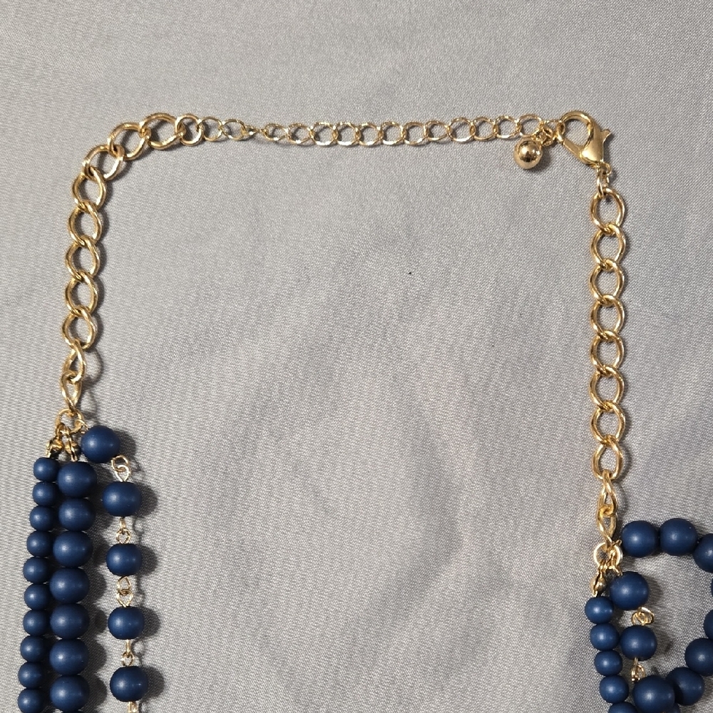 Elegant Blue Beaded Necklace - Picture 2 of 6